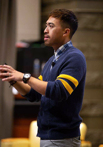 While working on his doctoral degree, Calvin Yang M’17 has done several large speaking engagements — including talks at conferences last year at St. Catherine’s University and the University of Wisconsin-Eau Claire.
